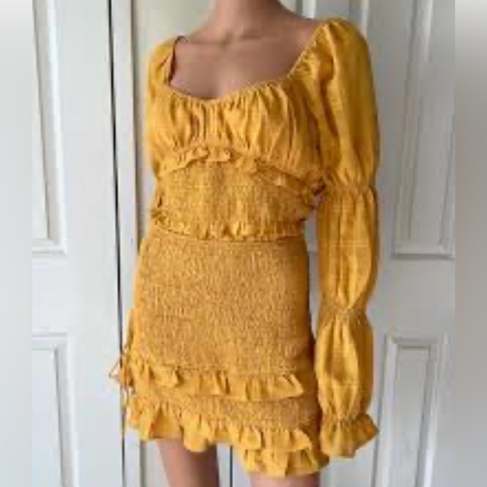 Le Lis Mustard Ruffled Top
